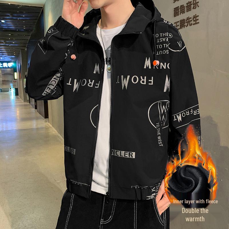 Men's Korean Style Trendy Windbreaker: Loose Fit, Plus Size, Casual Spring/Autumn Workwear Jacket.