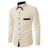 New Fashion Men's Color-blocking Business Slim Casual Shirt Contrast Long-sleeved Shirt