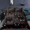 Cat Duvet Cover Polyester Pattern With Hipster Playful Feline Characters, Decorative 3 Piece Twin Bedding Set With 2 Pillow Sham