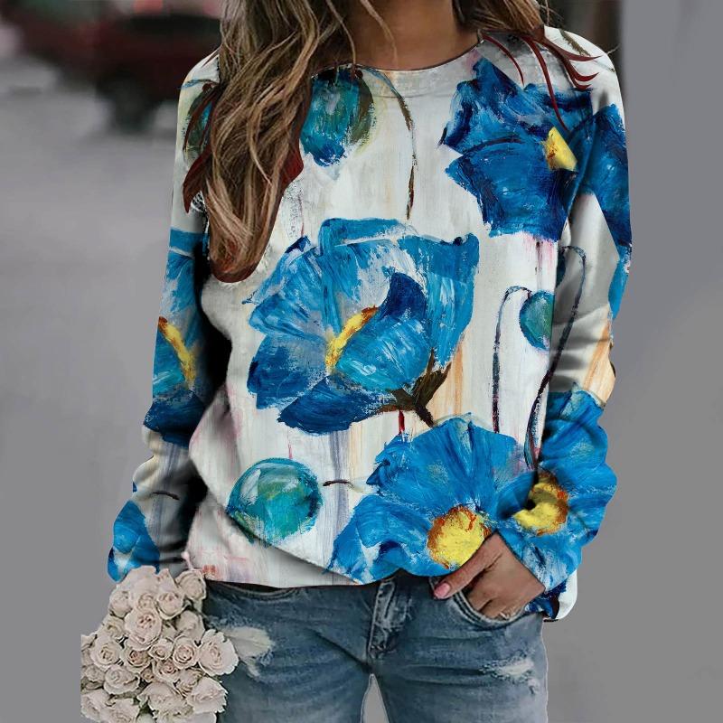 Summer Flower 3D Printed Sportswear for Women's Casual Long Sleeved Clothing