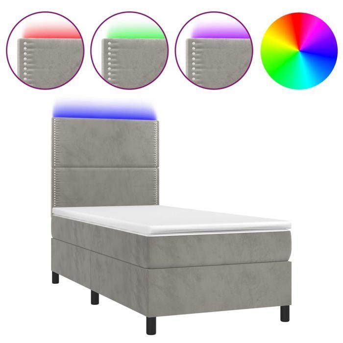 VidaXL Slat Bed Base with Mattress and LED, Upholstered Bed, Single Bed, Adult Bed for Interior Bedroom, 3136047