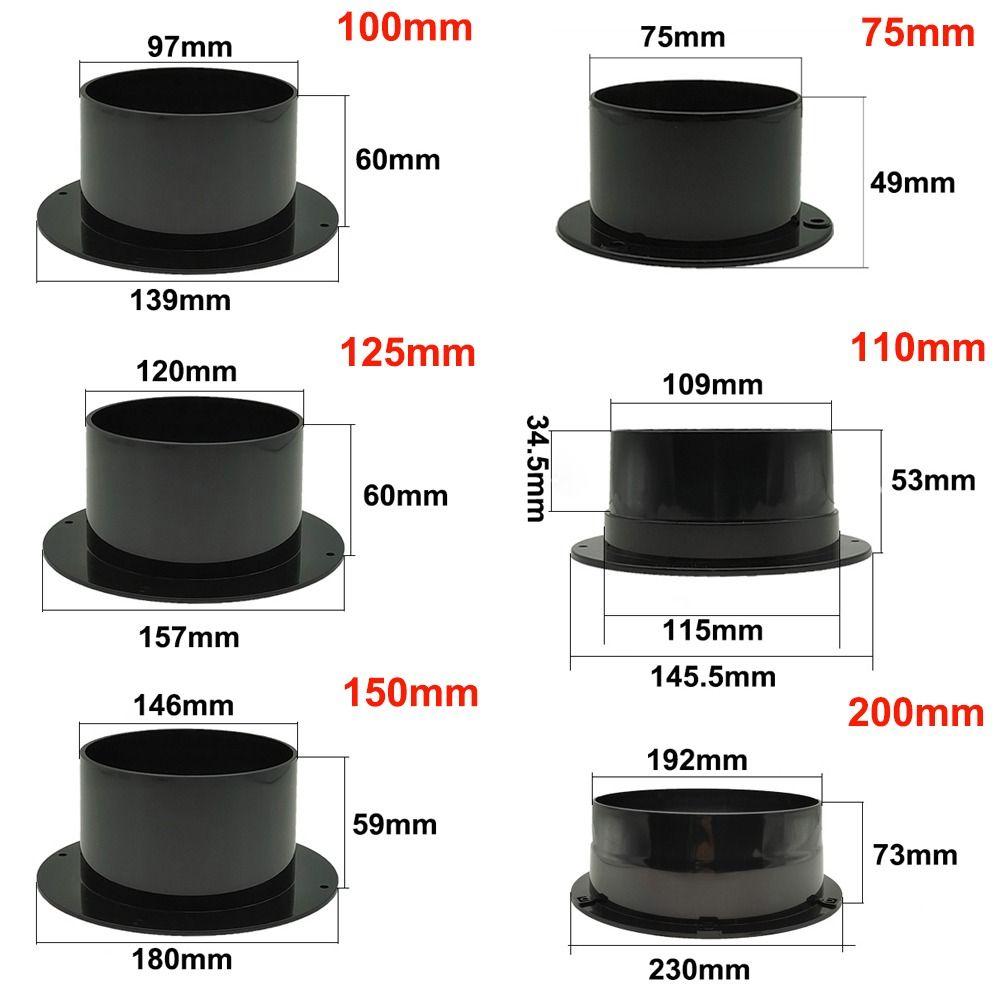 Fan Connection Round Wall Flange Connector Black Plastic Ventilation Pipe Joint Air Ducting Connection Ventilation Pipe