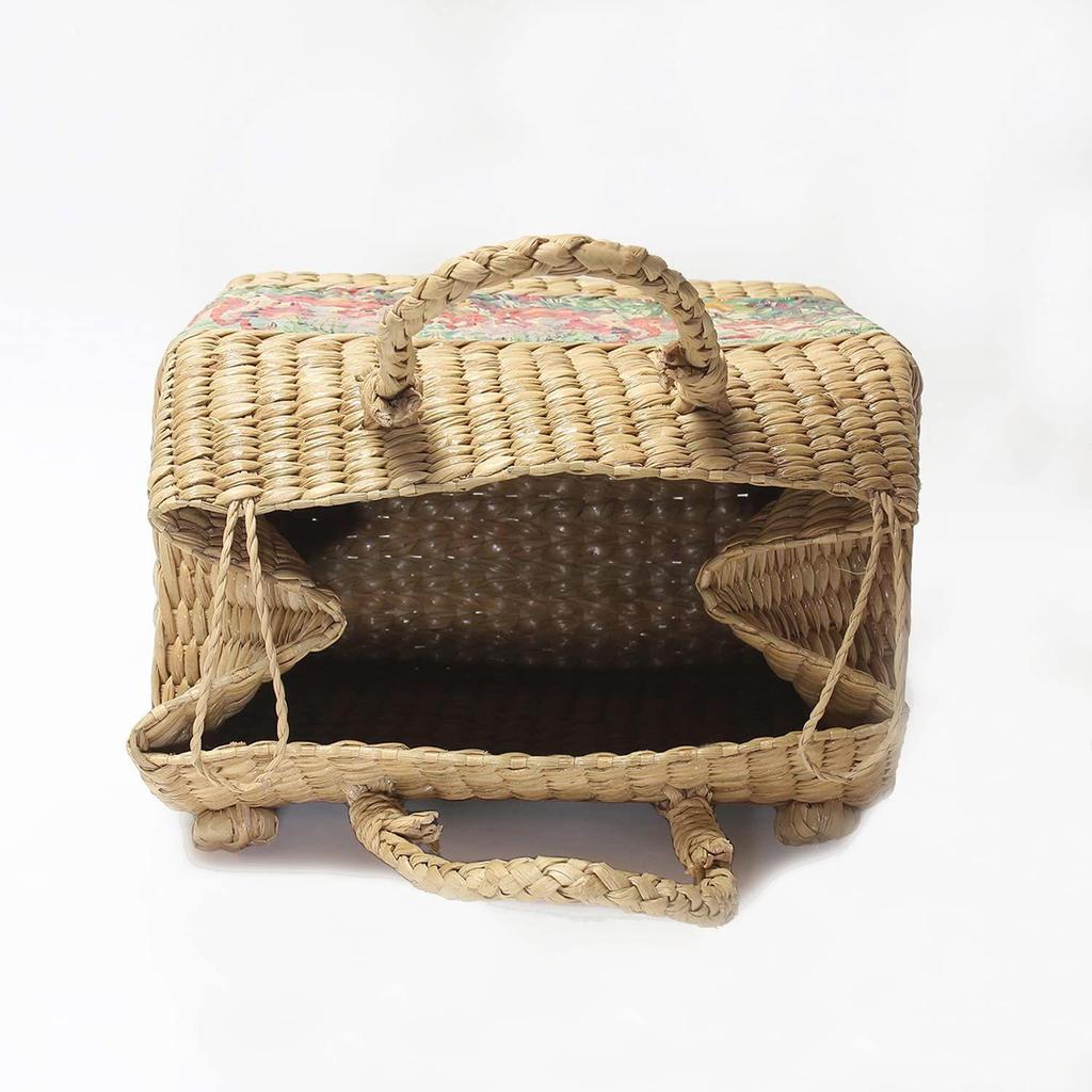 India Picnic Baskets | Lunch Basket | Cane or Jute Basket | Cane Basket for Gifting | Wicker Baskets (Multi Colour 4)