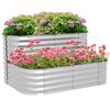 Raised Garden Bed Made of Metal, 2 Tiers, Weatherproof, Open Bottom, 120 X 90 X 30cm, Color: Silver