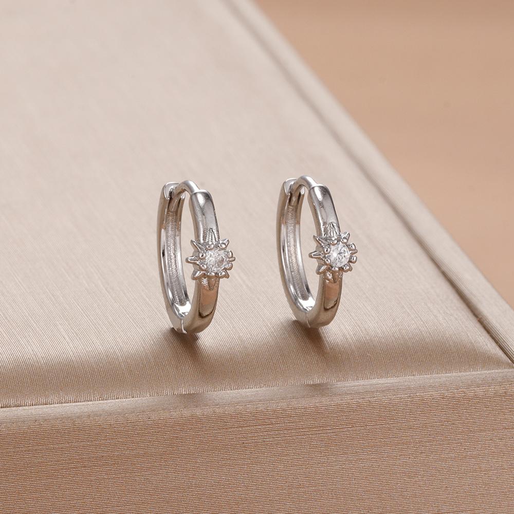 1Pair Stainless Steel Huggie Star Hoop Earrings for Women Girl Crystal Zirconia Round Circle Earrings Cartilage Piercing Jewelry