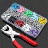 50pcs New 9.5mm Metal Prong Buckle Colorful with Pliers Metal Prong Button Kit Garment Sewing Accessory Solid Nail Buckle Bags