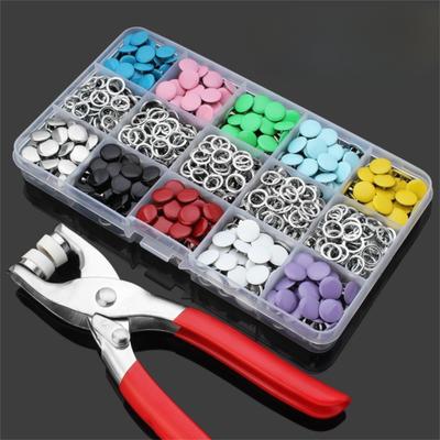 50pcs New 9.5mm Metal Prong Buckle Colorful with Pliers Metal Prong Button Kit Garment Sewing Accessory Solid Nail Buckle Bags
