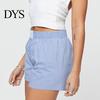 Lady Loose Shorts Women Summer Striped Print High Elastic Waist Retro Above Knee Length Casual Sport Homewear Short Pants High-Waisted