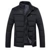 Large Size Men's Autumn and Winter Vintage Casual  Plush Thickened Parkas Stand Collar Thick Zipper Coat