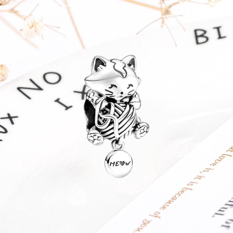 DIY Sparkling Paw Print Charm Beads for Pet Cat Dog Bracelets Jewelry Gifts Accessories