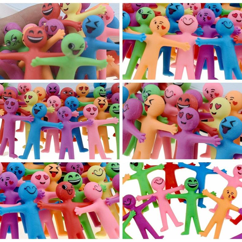 Colorful Tpr Stretchable Smiley Mini Dolls Portable Stress Relief Fidget Toy Foldable Squishy Sensory Play Gift For Kids Adults