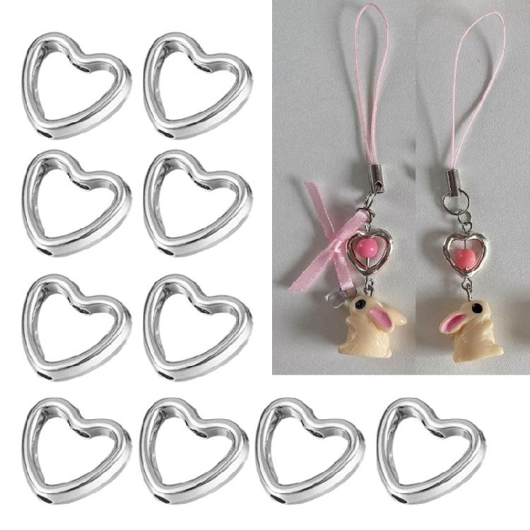 Pack of 50 Fashionable Heart Shaped Double Hole Beads CCB Material Hollow Hearts