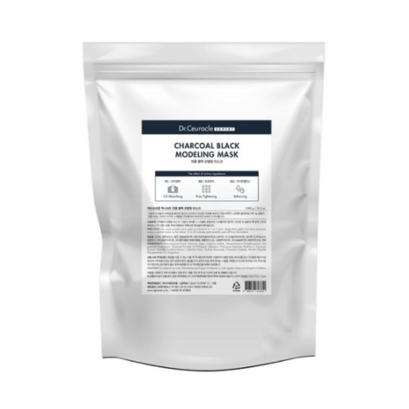 Dr. Ceuracle Charcoal Black Modeling Mask 1kg | Professional Detox Rubber Mask for Pore Care & Skin Purifying | K-Beauty Spa Treatment