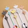 Creative Double Crown Stainless Steel Spoon High Value Dessert Spoon Household Coffee Stirring Spoon Golden Small Spoon