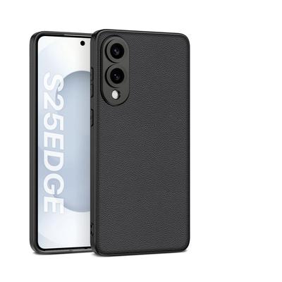 Tpu Soft For Samsung Galaxy S25 Edge S25 Ultra Phone Case Luxury Leather Bezel Precision Hole Carbon Fiber Shockproof Cover