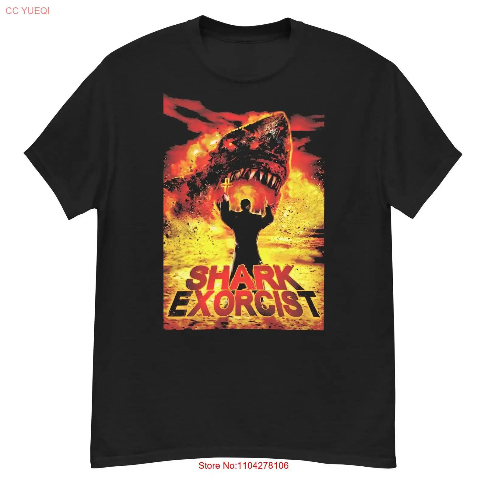 

Shark Exorcist cult horror film fan art t shirt vintage Washed designer clothes Breathable graphic Stretched Versatile 5XL різнокольоровий
