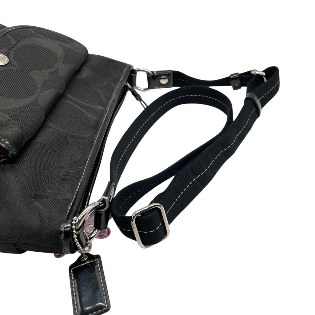 Used COACHShoulder Bag Black canvas/Patent Leather Women