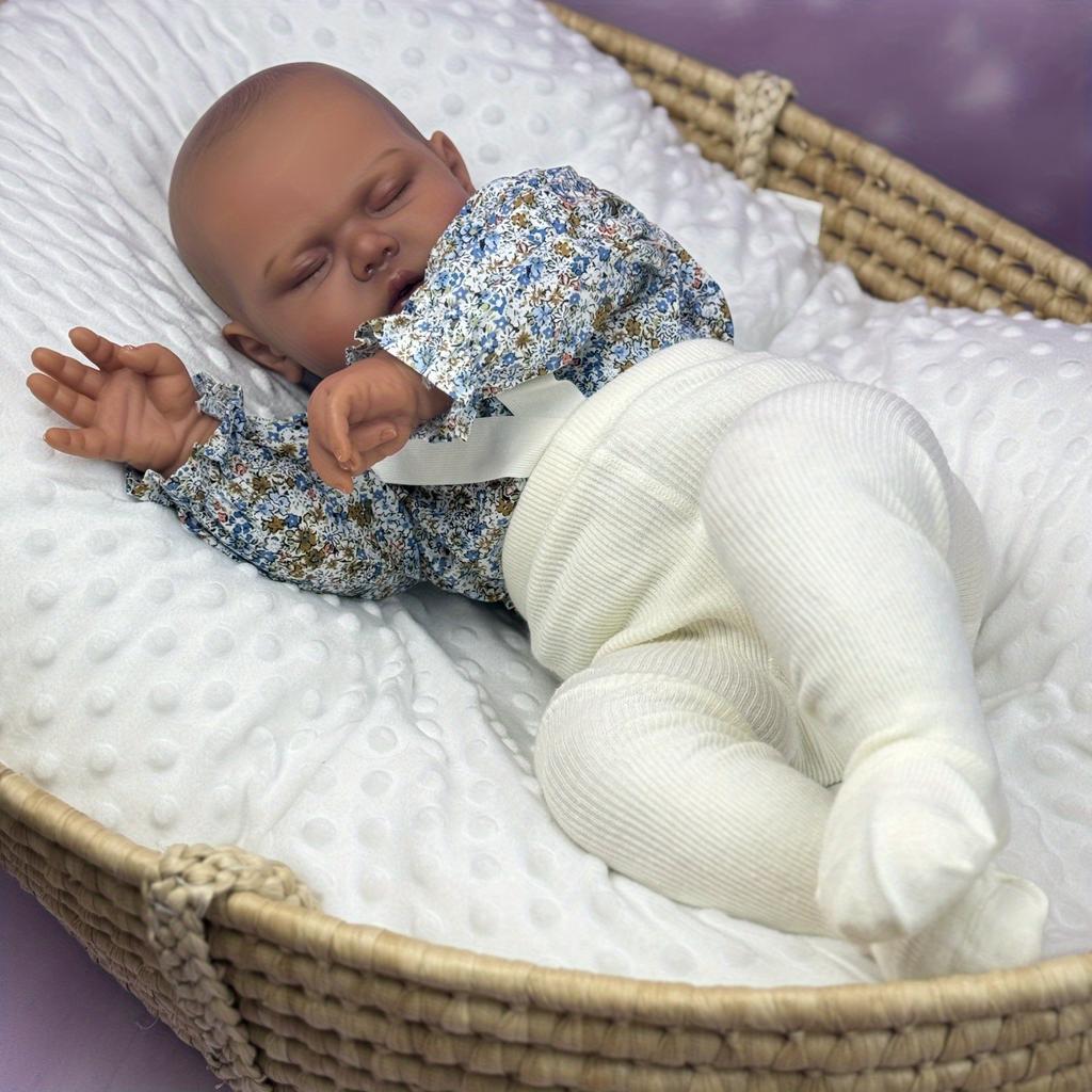 BZDOLL 60 CM 24inch Asleep Fat Reborn Baby Doll Toy For Girl Big Fat Toddler Vinyl Limbs Cloth Body Black Skin Doll Birthday Gift House Bedtime Toy