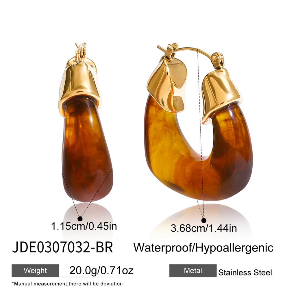 Youthway Vintage Resin Drop Earrings For Women Minimalist  Gold Plated Stainless Steel Earrings Simple Fashion Jewelry Gift