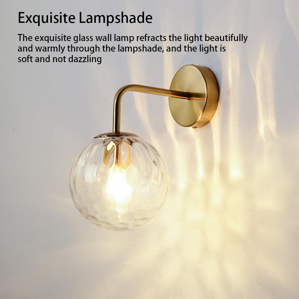 Wall Light Golden Glass Ball Lamp Clear Metal Base Fixtures Home Decoration Bedroom Kitchen Corridor Dining Room Accessories