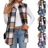 Women's Plaid Lapel Collar Sleeveless Vest Loose Fit Casual Outerwear
