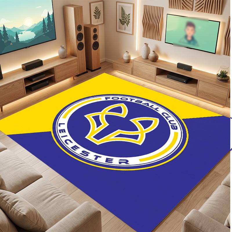 Tappeto in Velluto di Cristallo con Stampa del Leicester City Football, Comodo Assorbente d'Acqua Antiscivolo Tappeto per Pavimenti Interni