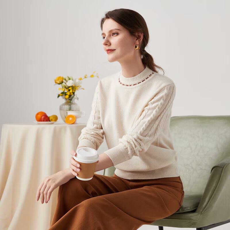 

Zhaojun Women s Pure Cashmere Mock Neck Cable Knit Sweater 2XL