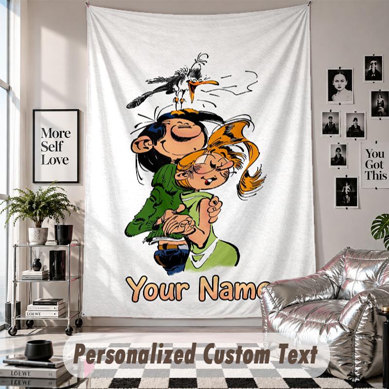 Custom Tapestry Wall Hanging, Gaston Lagaffe Personalized Name Text Home Wall Decor