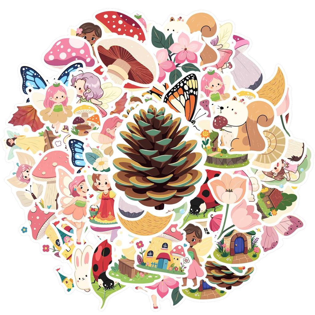 35pcs Cute Nature Stickers Whimsical Fairy Fairy Stickers Stickers For DIY Phone Guitar Laptop Notebook Suitcase Cup