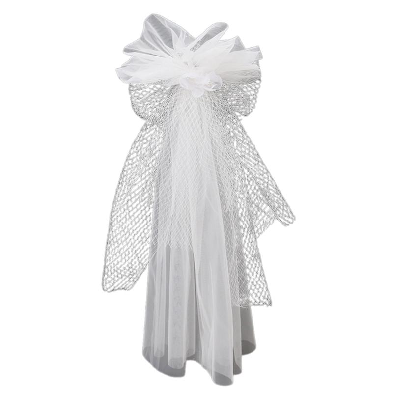 

Beadwork Flower Bowknot Long Tulle Halloween Bridal Veil for Marriage Wedding Party Marriage Registration Headpieces 1 белый