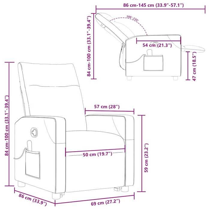 VidaXL Reclining Massage Armchair Brown Fabric 3324017