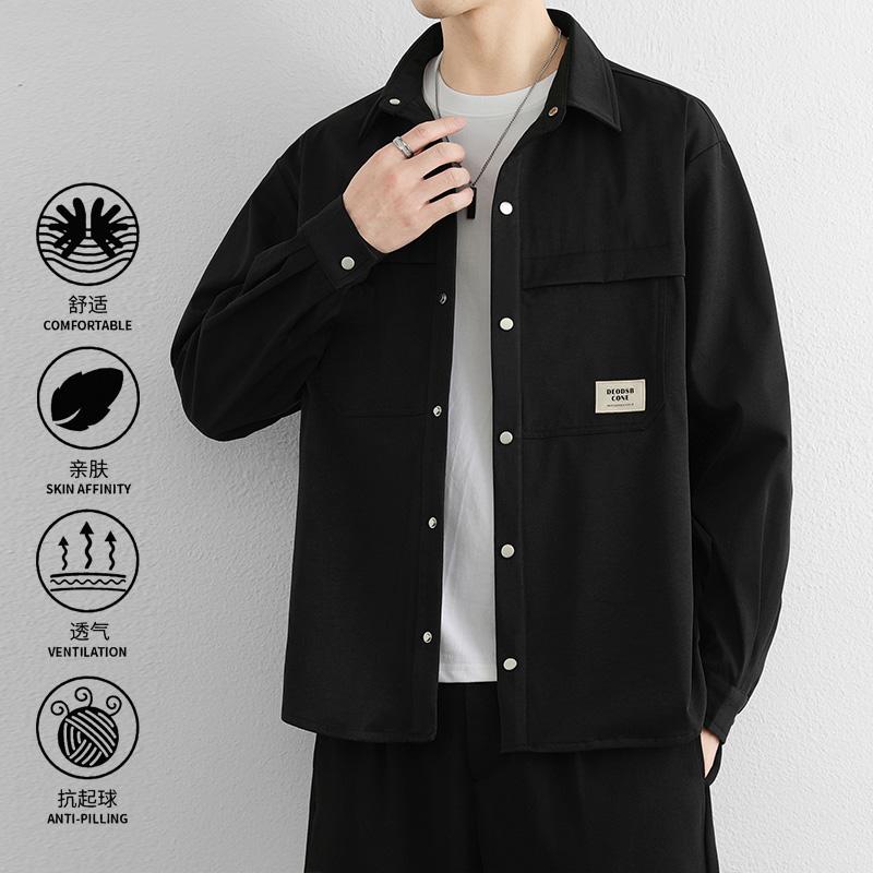 Jacket Men's Work Shirt Men's Long-sleeved Spring and Autumn New Loose Trendy Casual Shirt Jacket