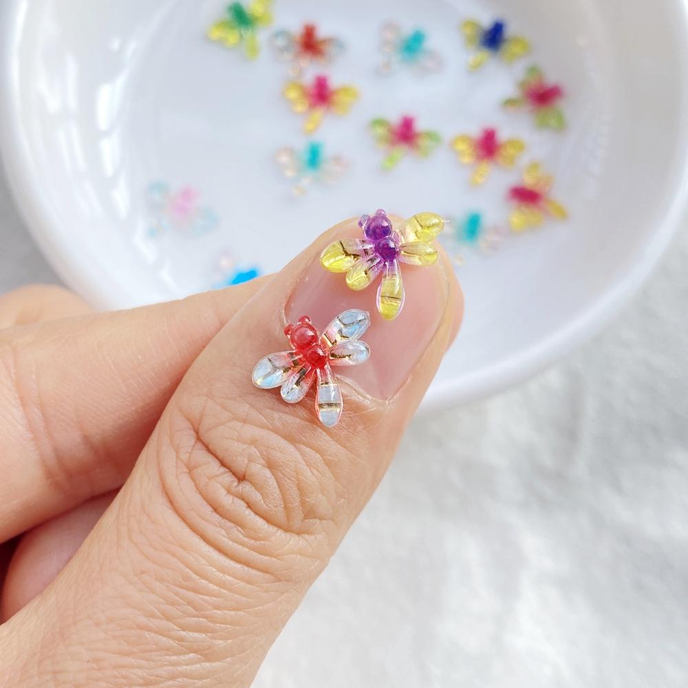 50Pcs Cute Mini Cartoon Colorful Butterflies Flat Back Rhinestone Bead Scrapbook DIY Manicures Appliques Accessories Crafts