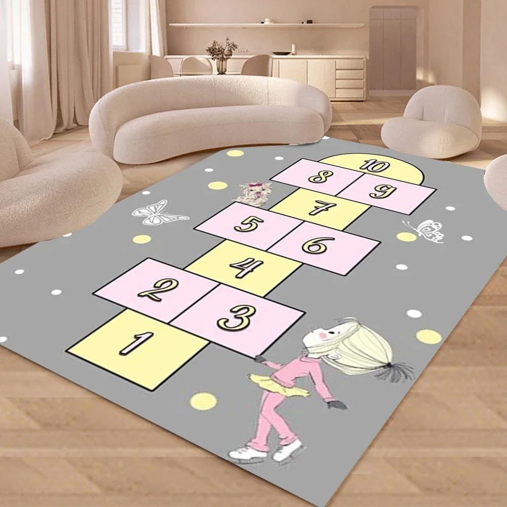 

Hopscotch Rainbow Number Child Carpet Game Room Living Room Sofa Bedroom Study Kitchen Rug Non-slip Kid Cartoon Home Decor Mat 40cmX60cm