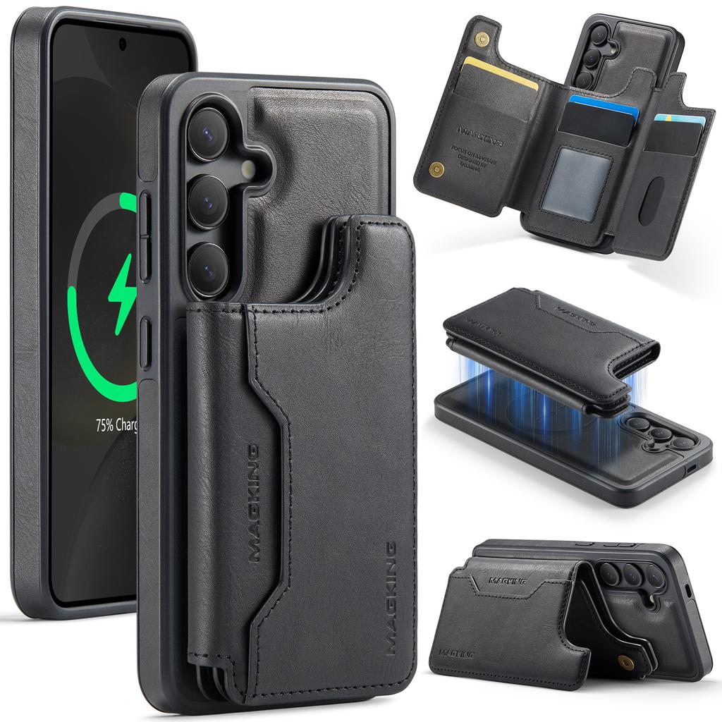 MAGKING K3 Series For Samsung Galaxy S24 Case Compatible with MagSafe Wallet PC+TPU+PU Phone Cover