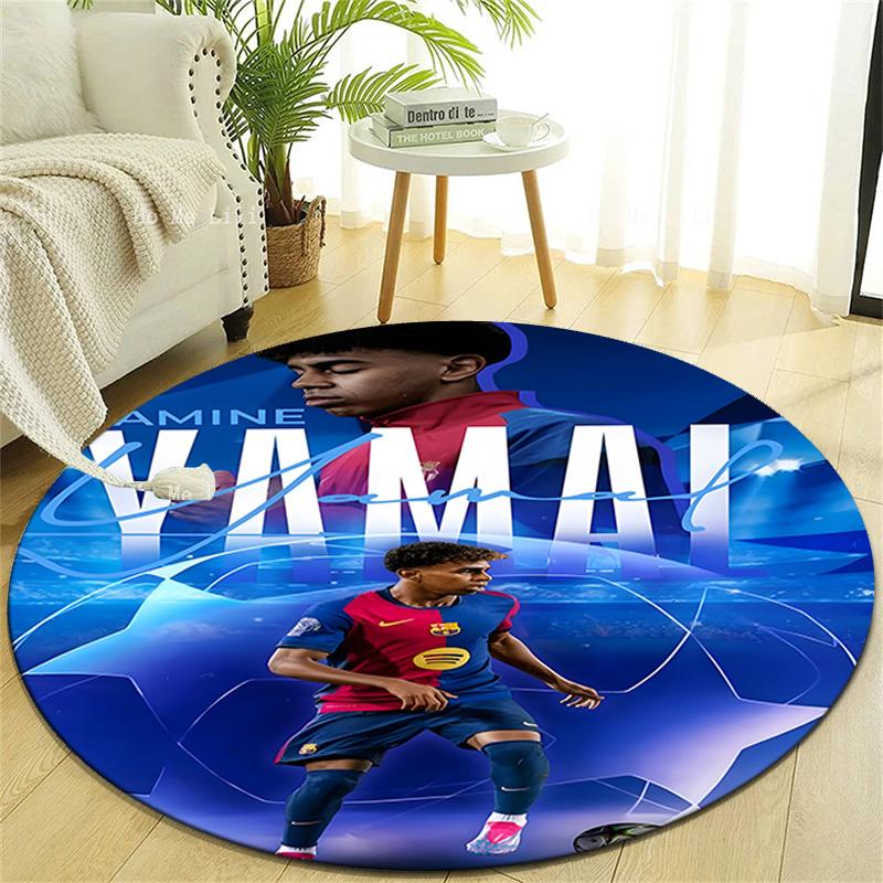1pc Lamine Yamal Print Round Carpet Chair Round Carpet Suitable for Bedroom Living Room Home Decorative Carpet