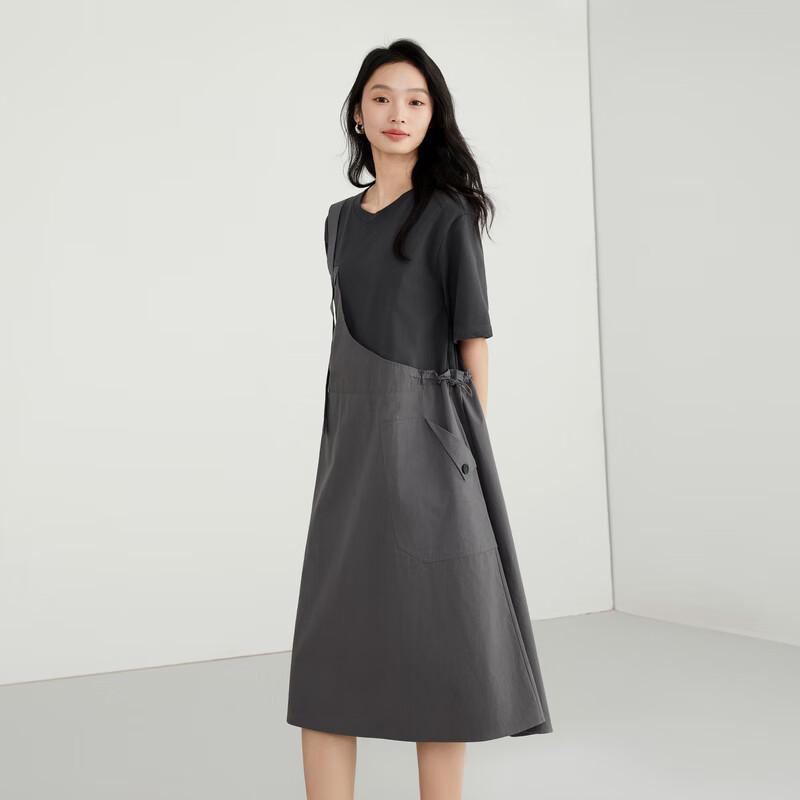 

Elva Island Women s Faux Two-Piece Elastic Waist Midi Dress M