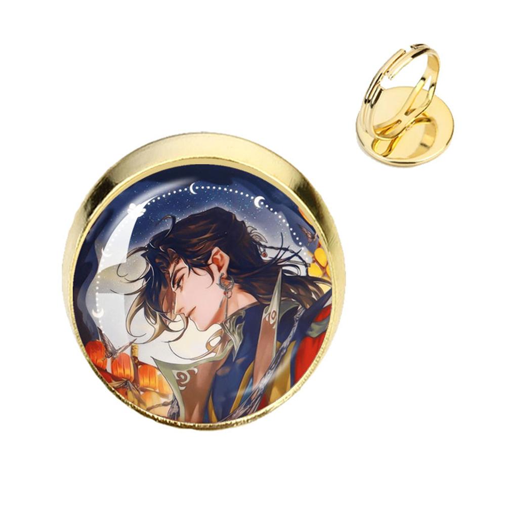 

Anime Tian Guan Ci Fu Ring Heaven Official’s Blessing Hua Cheng Xie Lian Unisex Handmade Glass Cabochon Rings Couple Jewelry