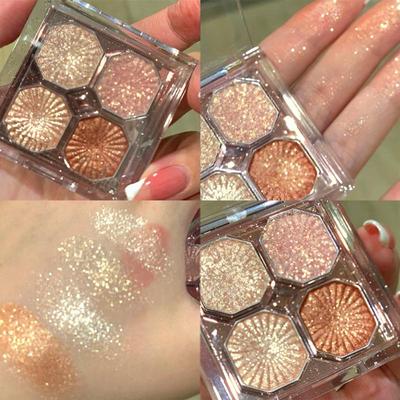 4-barevná paletka perleťových třpytivých očních stínů Jasné matné třpytivé oční stíny Vodotěsný pigmentový make-up