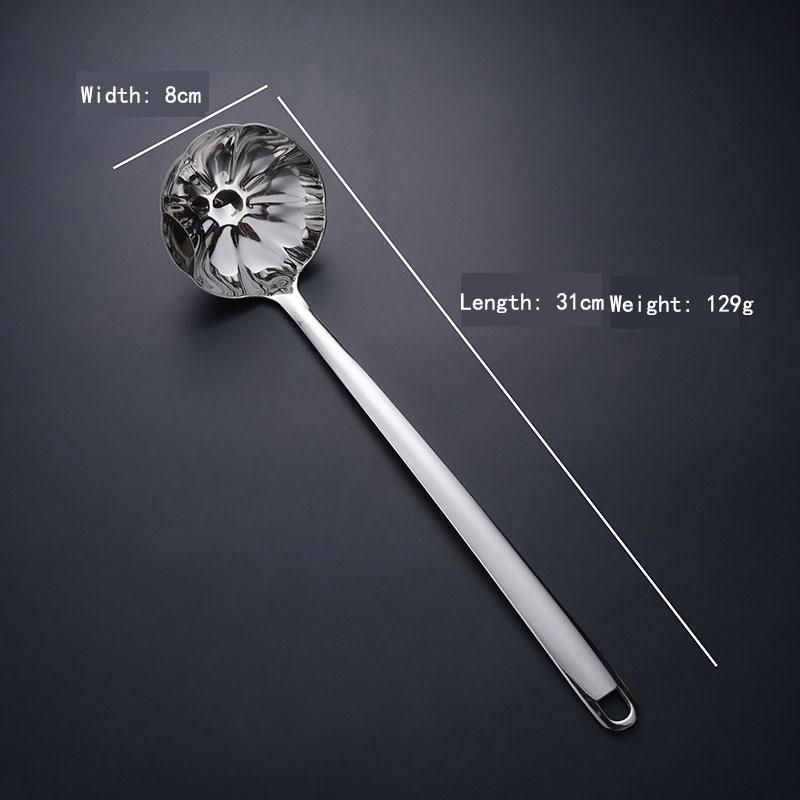 Nerezová naběračka na horký hrnec cedník naběračky Hotpot polévková naběračka lžíce list lotosu tvarovaná dlouhá rukojeť cedník kuchyňská pomůcka na vaření