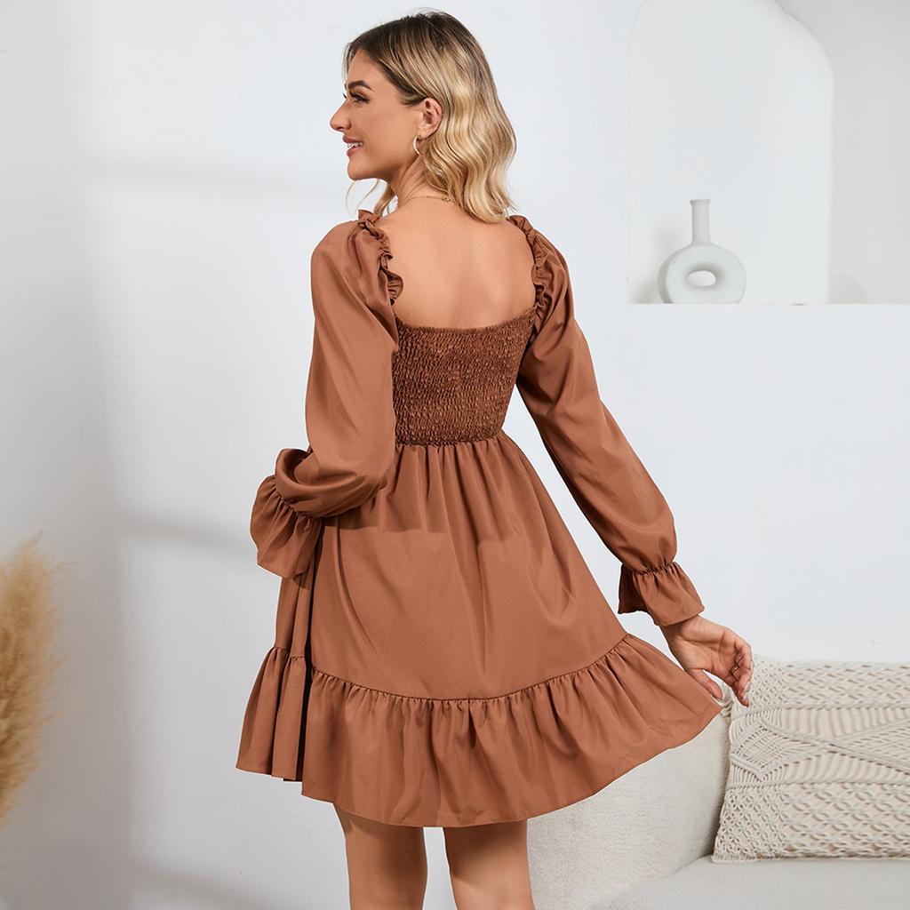 Women Casual Long Sleeve Summer Dresses Spring Patchwork Boho Floral Cocktail Party Dress