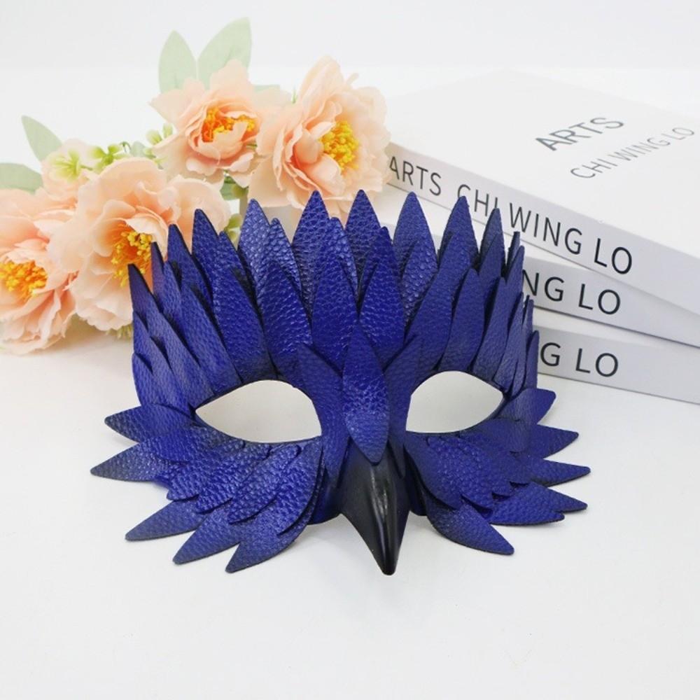 Realistic Feather Half Face Mask Handmade Costume Party Mask  Portrait Performance
