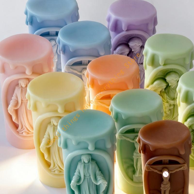 Nativity Embossed Cylinder Silicone Mould Silicone For Making Soap Chocolate Holiday Decoration 55KF