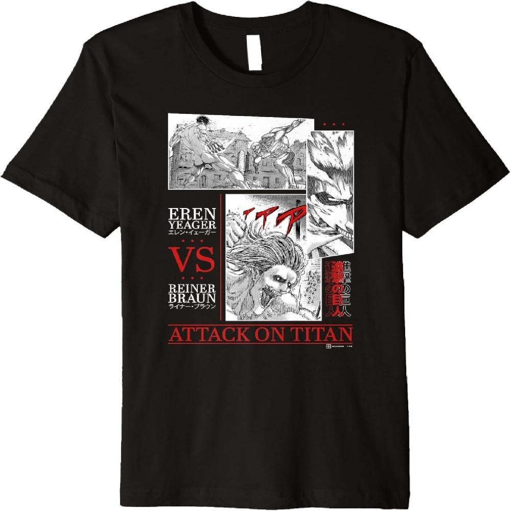 

Eren Yeager vs Reiner Braun Manga Fight Logo Premium T-Shirt XXXXXL чорний