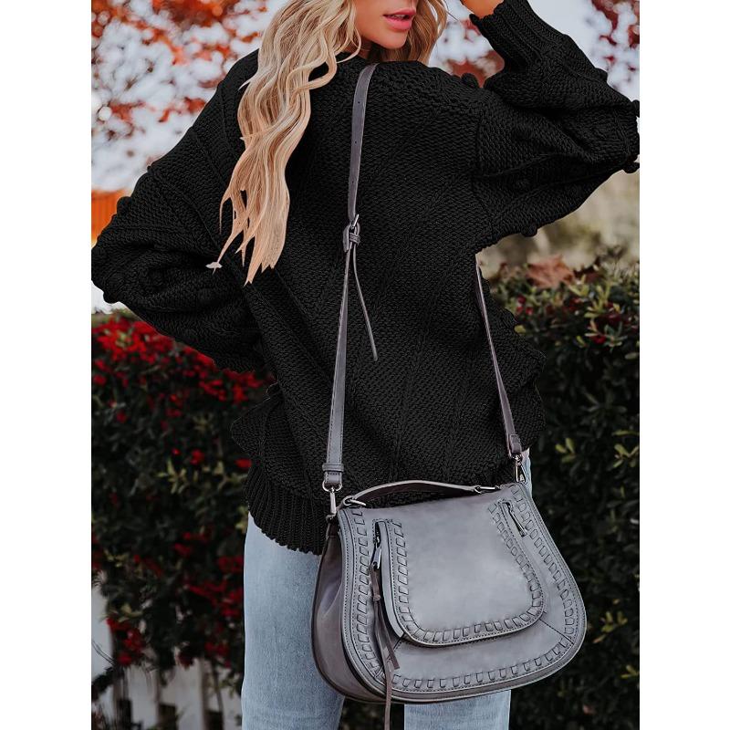 Autumn and winter new hairball knitted sweater loose long sleeve pullover sweater women's clothing