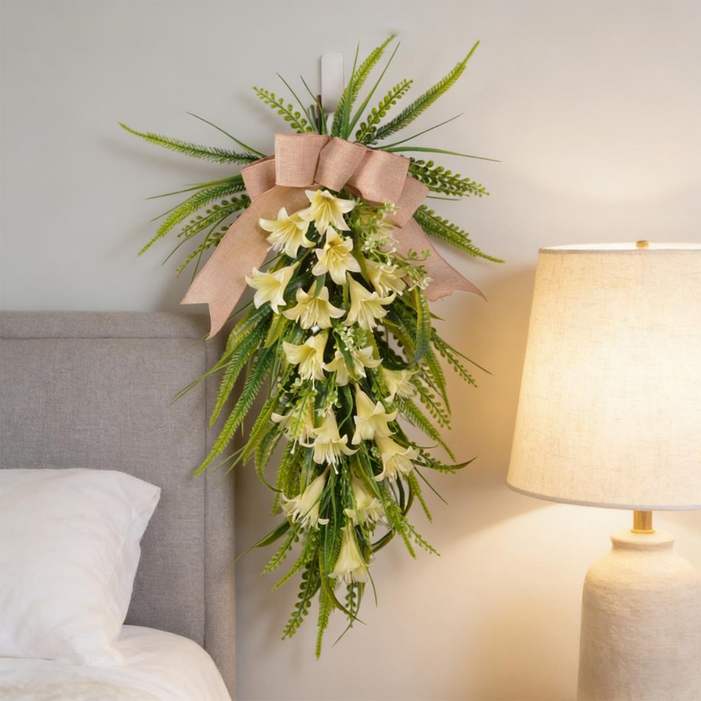 60cm Artificial Flower Arrangement Bouquet Wall Hanging, Artificial Morning Decoration For Home Front Door, Wall Decor, Wedding Ornament