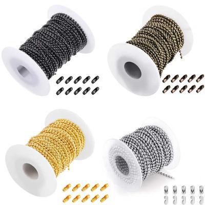 5m/roll Wide1.2-4mm Round Ball Chain Necklace For Pendant or Dog Tags Chains Jewelry Making with Connectors Wholesale