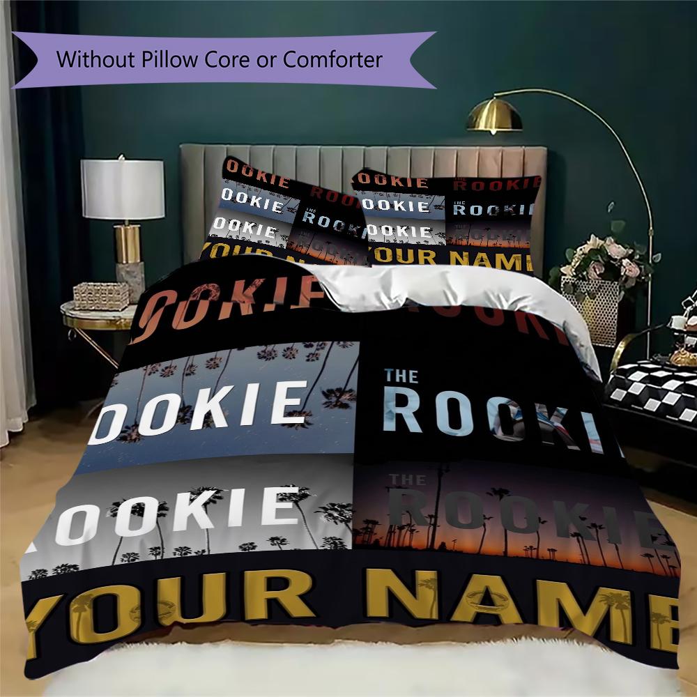 Custom Name The Rookie Pattern Bedding uilt Set uilt Cover Pillowcase Home Decoration Birthday Gift (1*duvet cover+2*pillowcase without core)