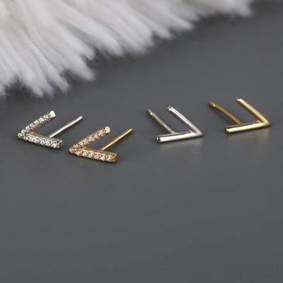 Simple V-shaped Earrings Asymmetrical Earrings Small Temperament and Cold Style Earrings for Women