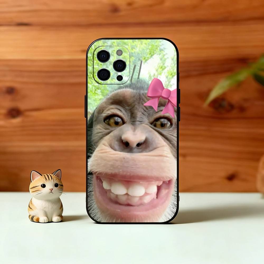 

C-Милый F-Забавный Чехол-Обезьянка для iPhone 17,16,15,14,13,12,11 Plus,Pro Max,XS,Мягкий Силиконовый Черный Чехол iPhone12
